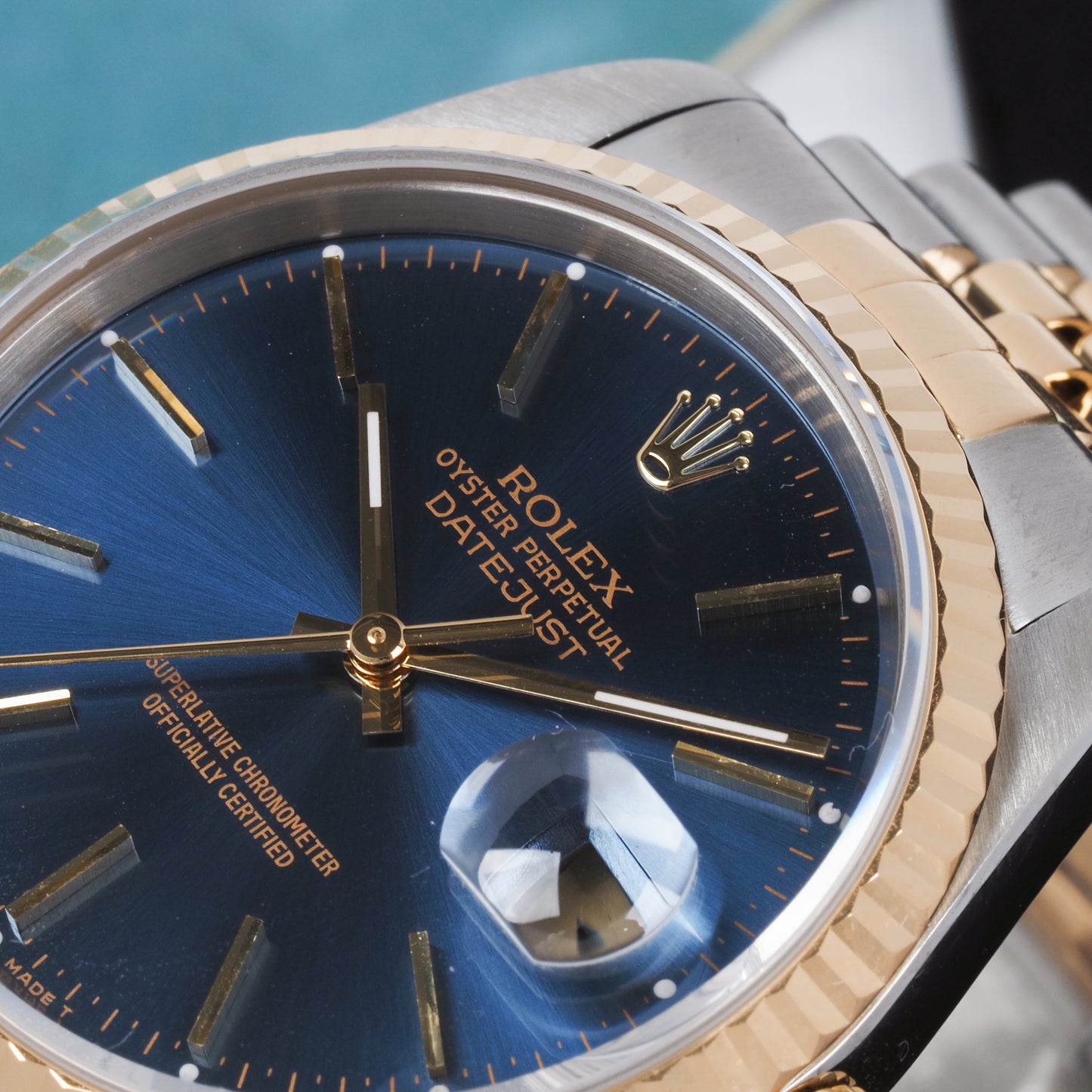 Rolex Oyster Perpetual Datejust 16233 Blue Dial 1988 FULL SET