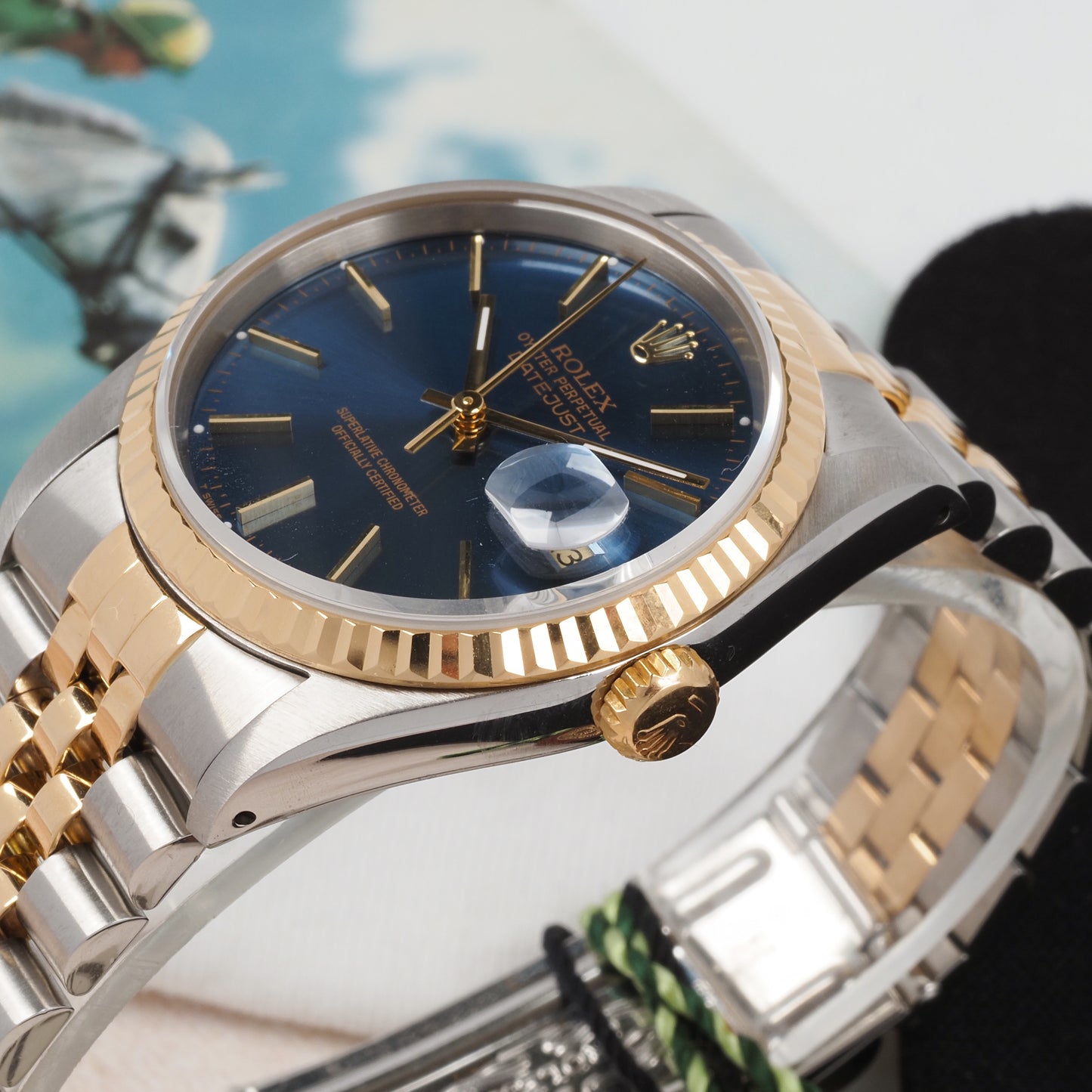 Rolex Oyster Perpetual Datejust 16233 Blue Dial 1988 FULL SET