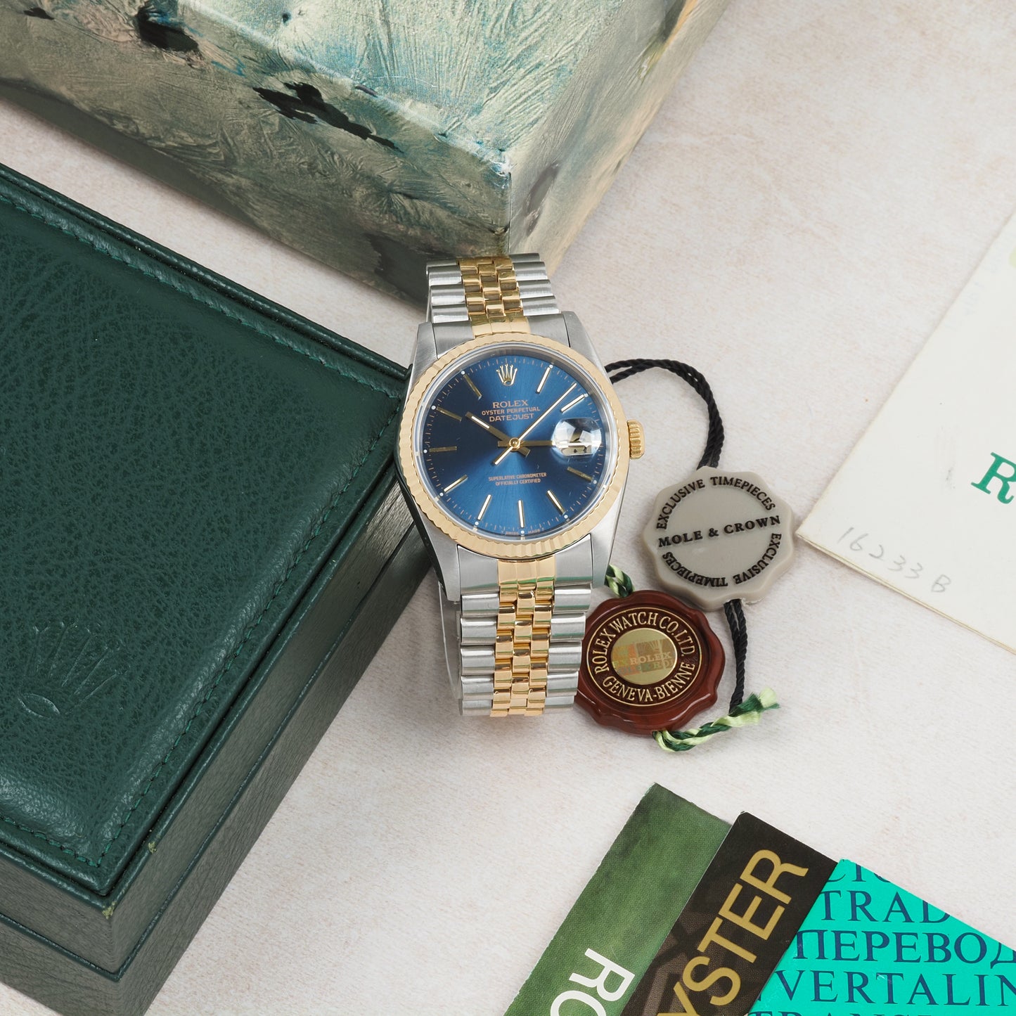 Rolex Oyster Perpetual Datejust 16233 Blue Dial 1988 FULL SET