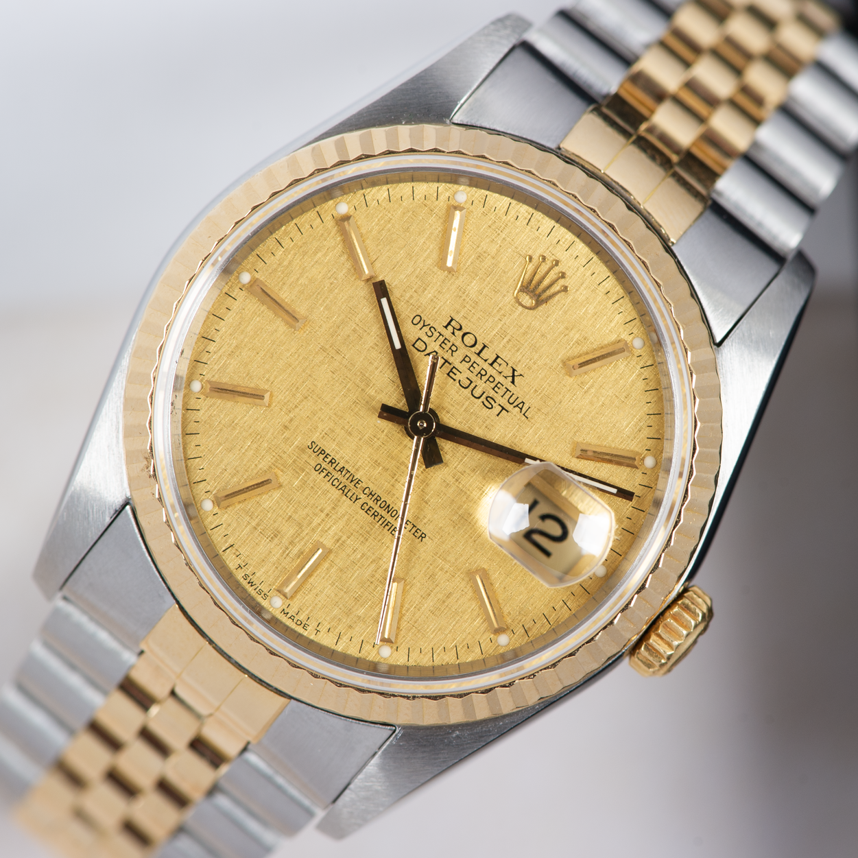 Rolex Oyster Perpetual Datejust 16233 Champagne Linen Dial 1988