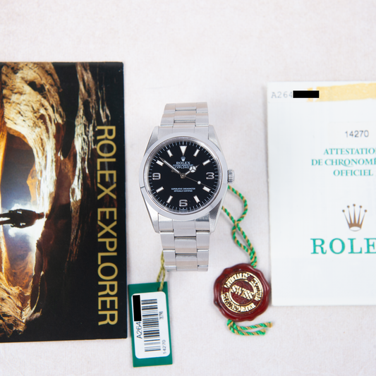 Rolex Oyster Perpetual Explorer 14270 Black "Swiss Only" Dial 1999 With Papers