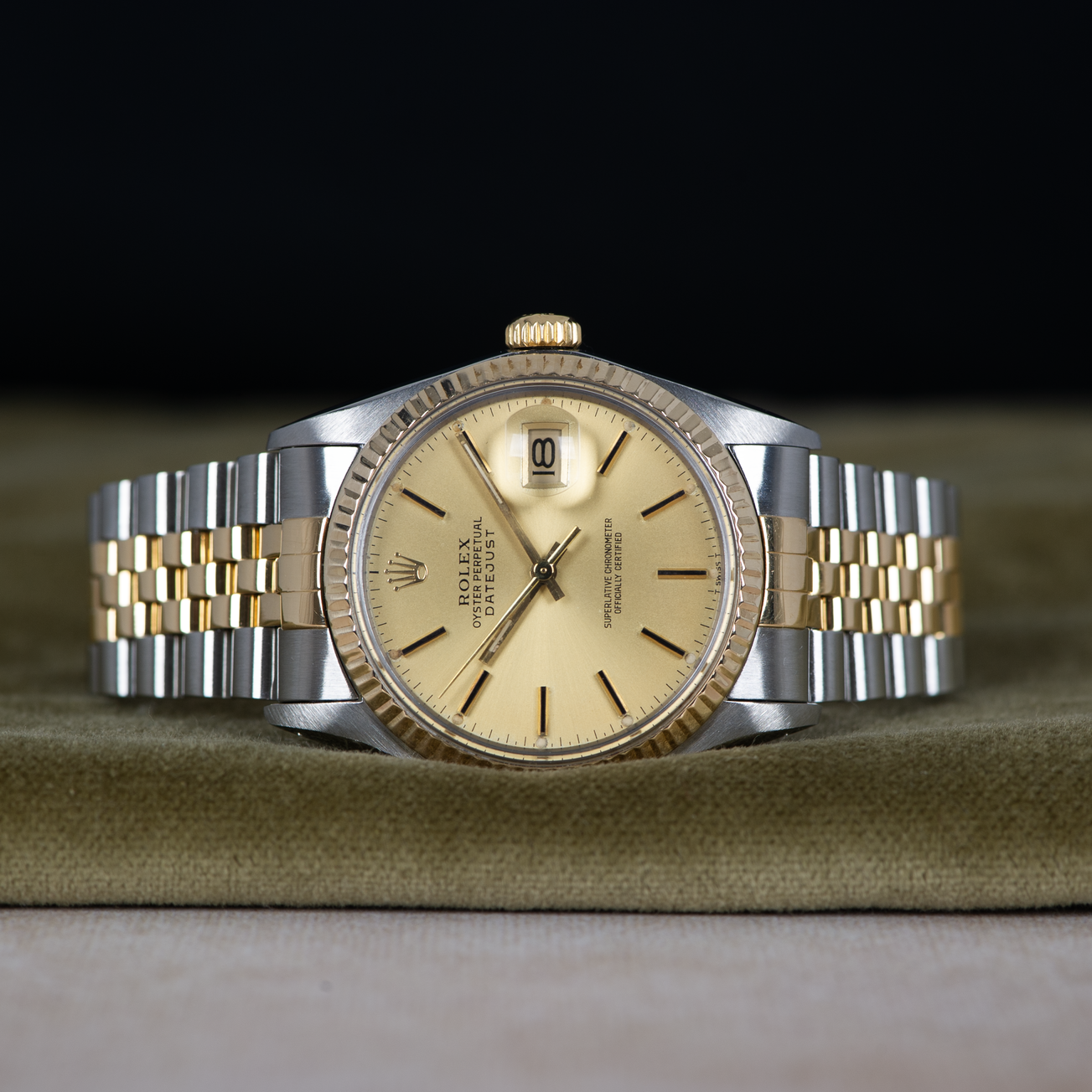 Rolex Oyster Perpetual Datejust 16013 Champagne Stick Dial 1986