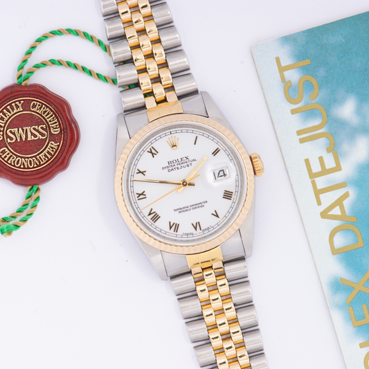 Rolex Oyster Perpetual Datejust 16233 White Small Roman Dial 1993