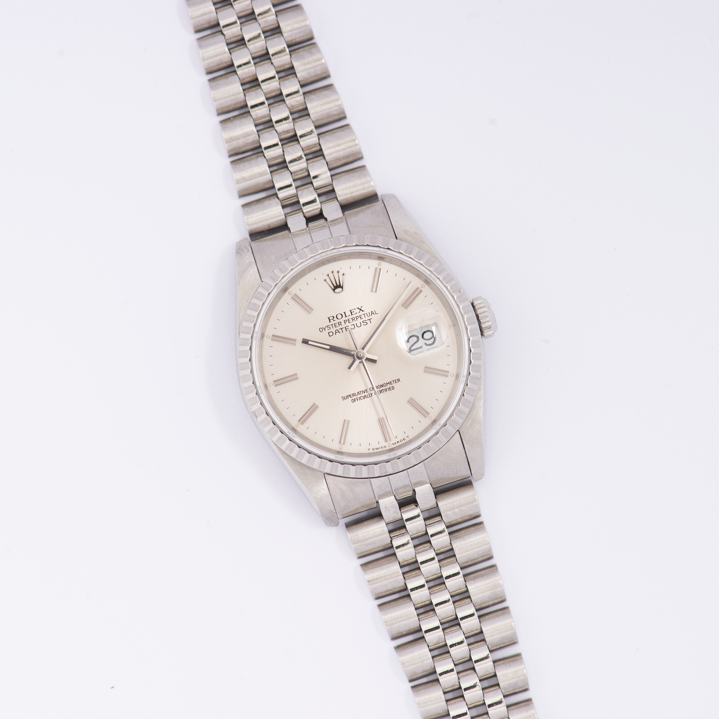 Rolex Oyster Perpetual Datejust 16220 Silver Stick Dial 1989