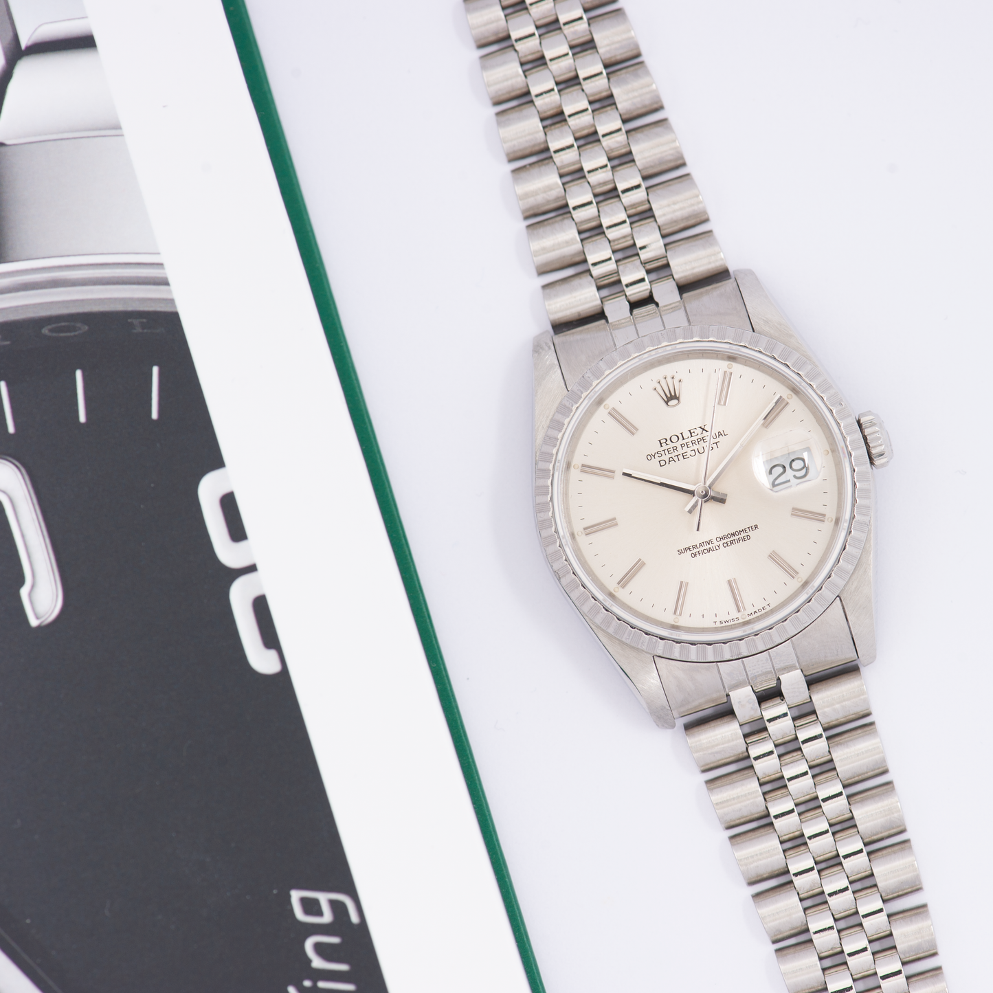 Rolex Oyster Perpetual Datejust 16220 Silver Stick Dial 1989
