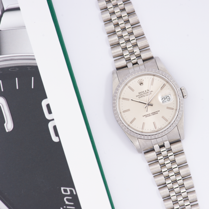 Rolex Oyster Perpetual Datejust 16220 Silver Stick Dial 1989