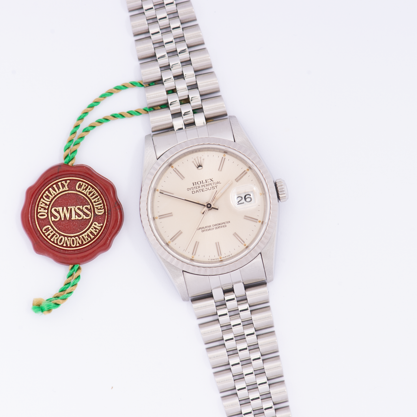 Rolex Oyster Perpetual Datejust 16234 Silver Stick Dial 1989