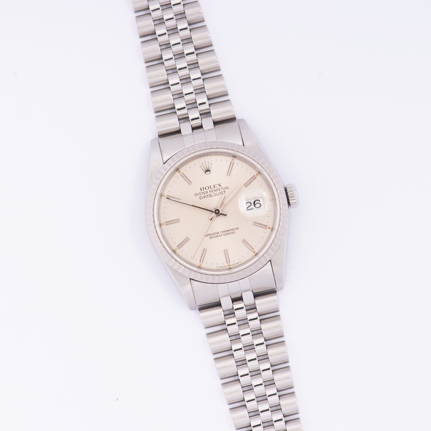 Rolex Oyster Perpetual Datejust 16234 Silver Stick Dial 1989