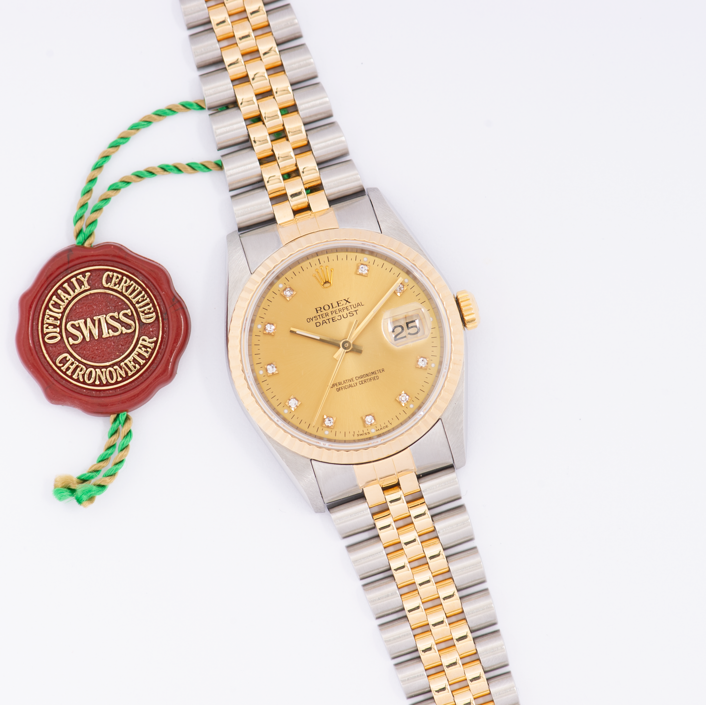 Rolex Oyster Perpetual Datejust 16233 Champagne Diamond Dial 1991