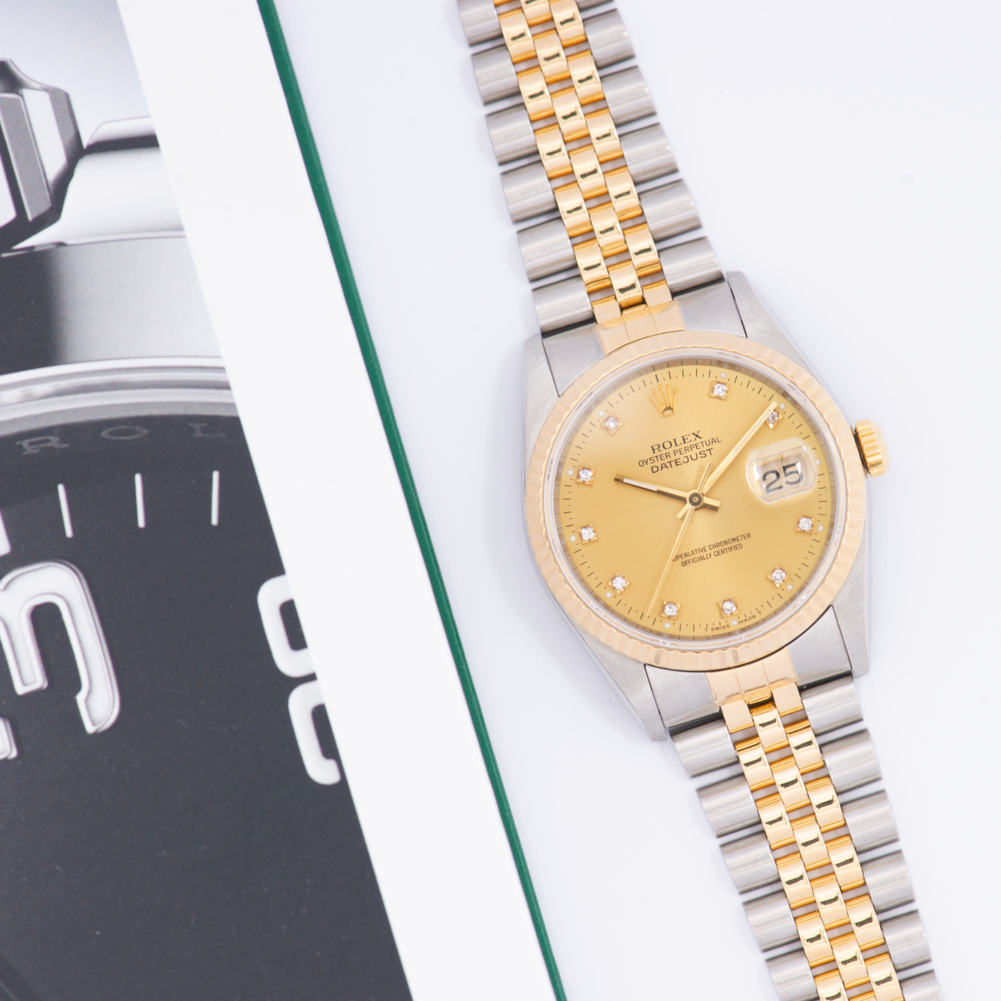 Rolex Oyster Perpetual Datejust 16233 Champagne Diamond Dial 1991