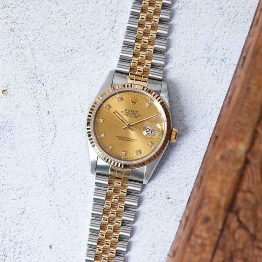Rolex Oyster Perpetual Datejust 16233 Champagne Diamond Dial 1991