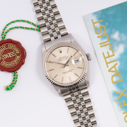 Rolex Oyster Perpetual Datejust 16234 Silver Stick Dial 1994