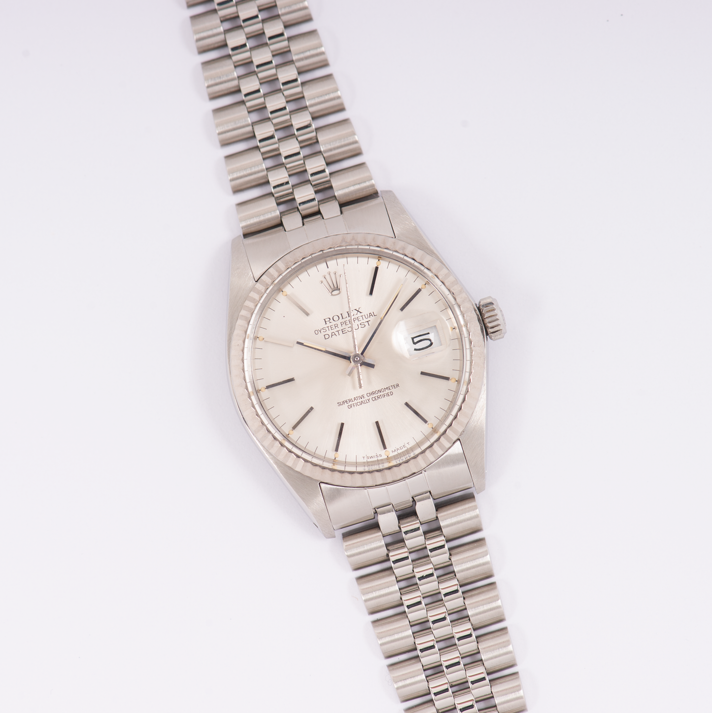 Rolex Oyster Perpetual Datejust 16014 Silver Stick Dial 1985