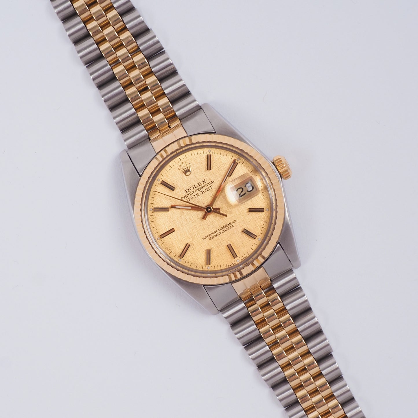 Rolex Oyster Perpetual Datejust 16013 Champagne Linen Dial 1984