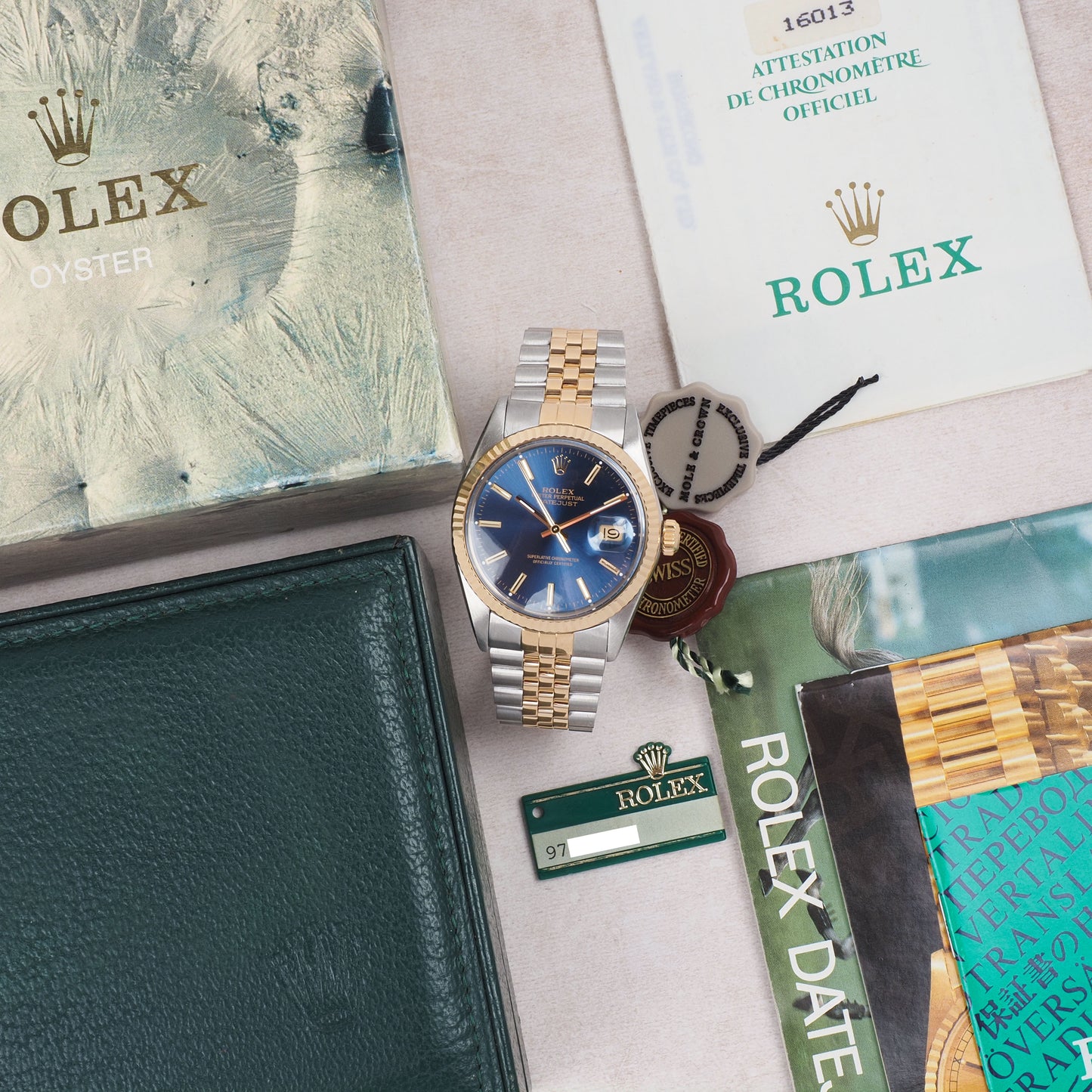 Rolex Oyster Perpetual Datejust 16013 Blue Dial 1987 FULL SET