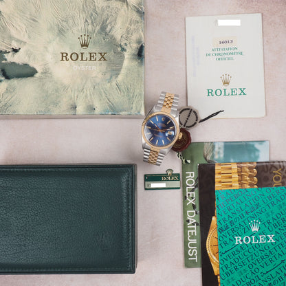 Rolex Oyster Perpetual Datejust 16013 Blue Dial 1987 FULL SET