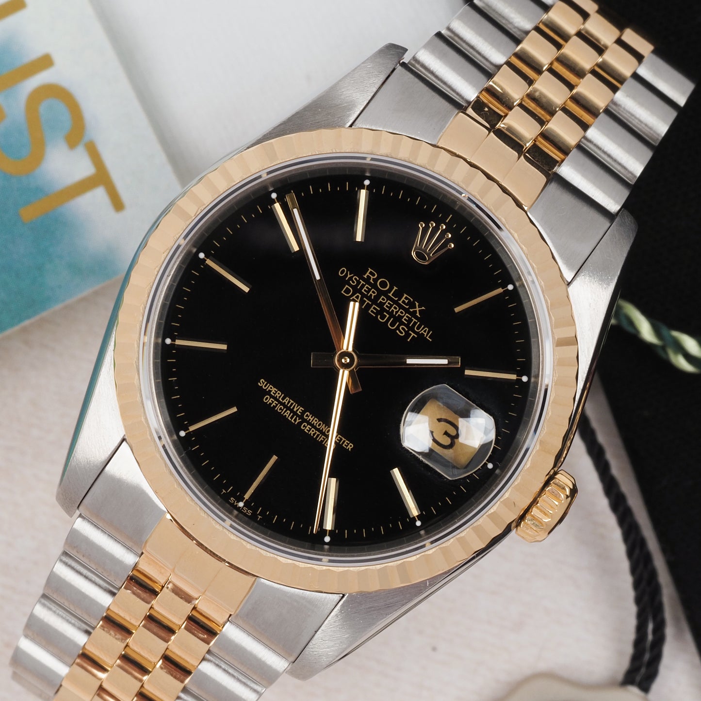 Rolex Oyster Perpetual Datejust 16233 Black Dial 1989 FULL SET