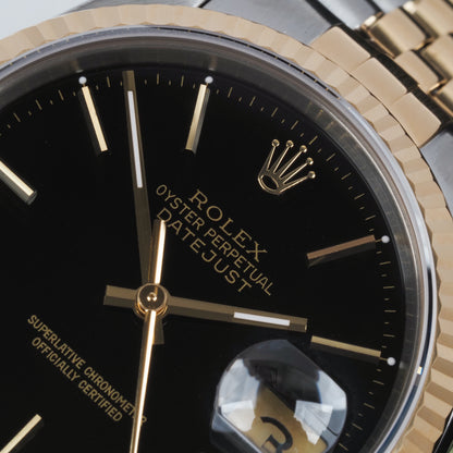 Rolex Oyster Perpetual Datejust 16233 Black Dial 1989 FULL SET