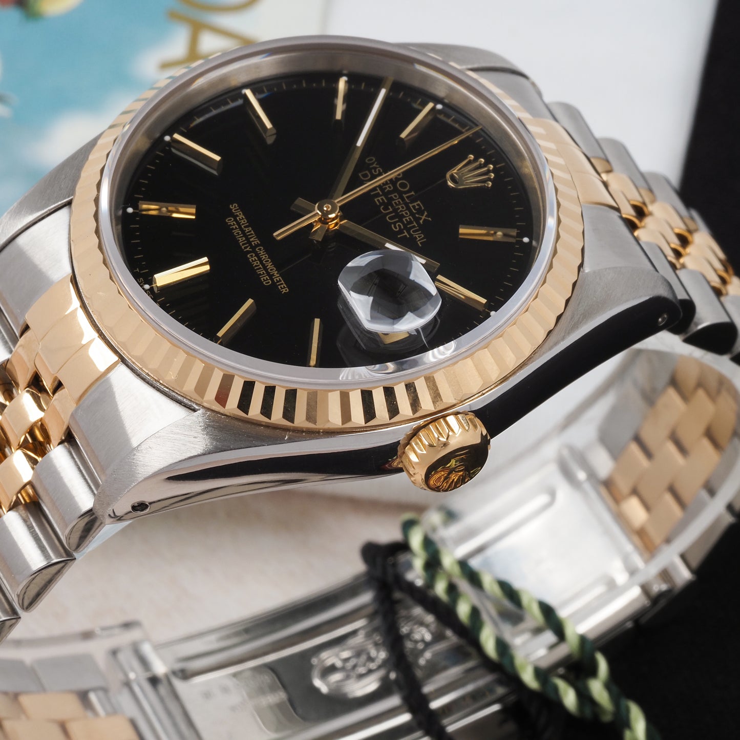 Rolex Oyster Perpetual Datejust 16233 Black Dial 1989 FULL SET