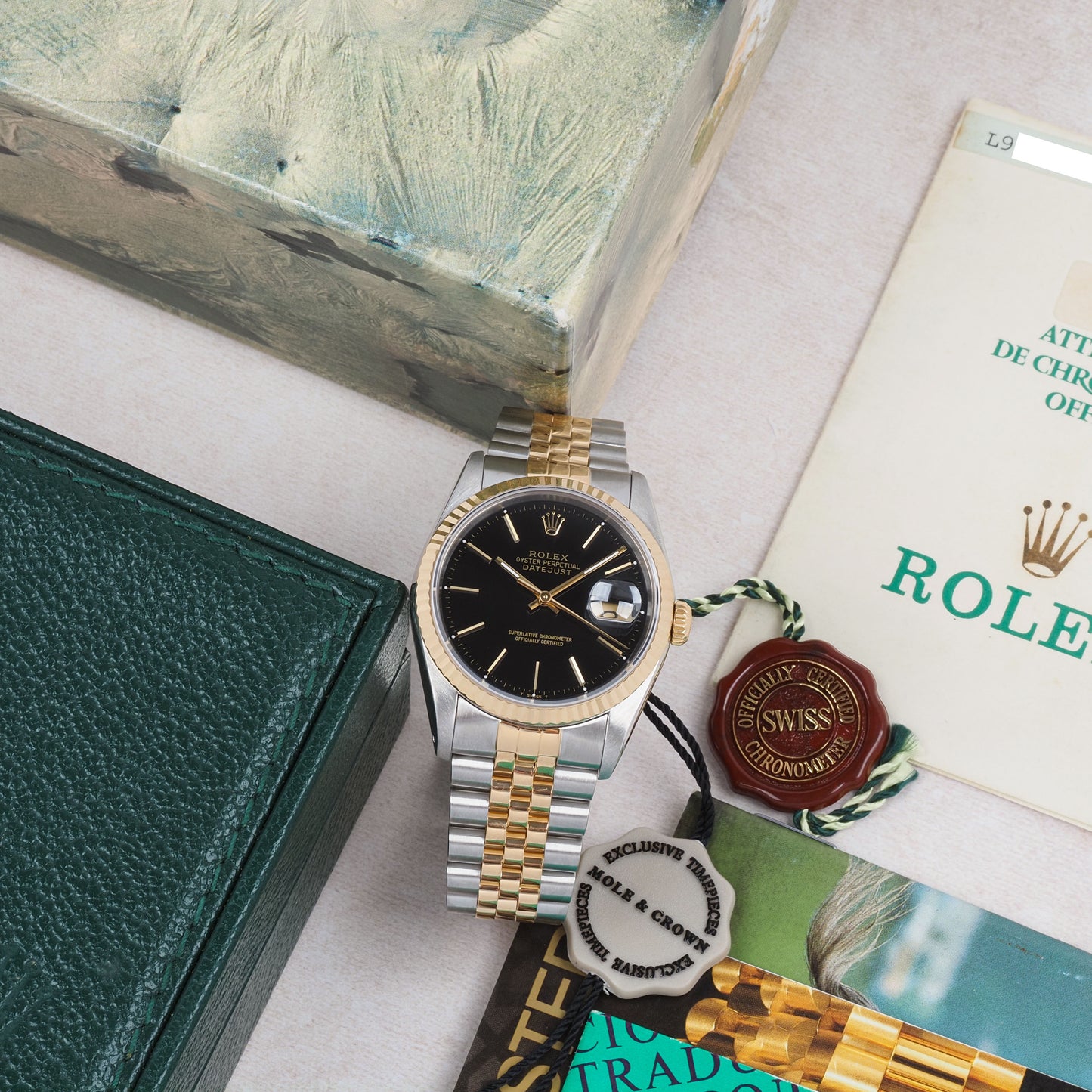 Rolex Oyster Perpetual Datejust 16233 Black Dial 1989 FULL SET
