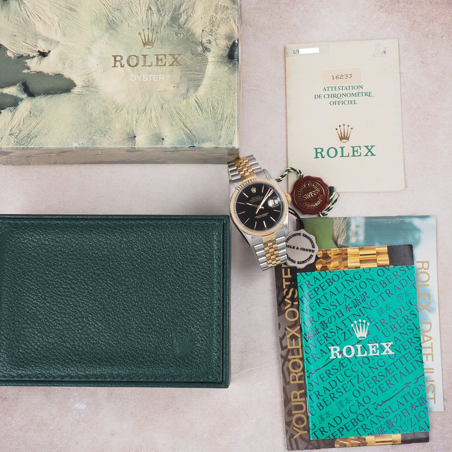 Rolex Oyster Perpetual Datejust 16233 Black Dial 1989 FULL SET