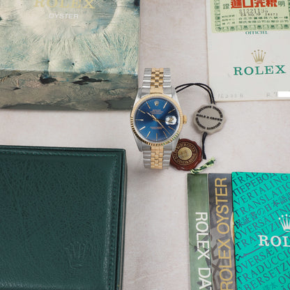 Rolex Oyster Perpetual Datejust 16233 Blue Dial 1988 FULL SET