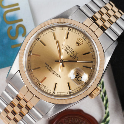 Rolex Oyster Perpetual Datejust 16233 Champagne Dial 1996 FULL SET