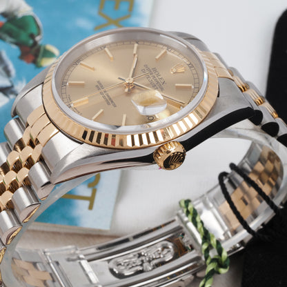 Rolex Oyster Perpetual Datejust 16233 Champagne Dial 1996 FULL SET