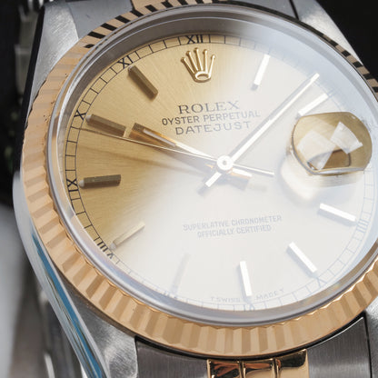 Rolex Oyster Perpetual Datejust 16233 Champagne Dial 1996 FULL SET
