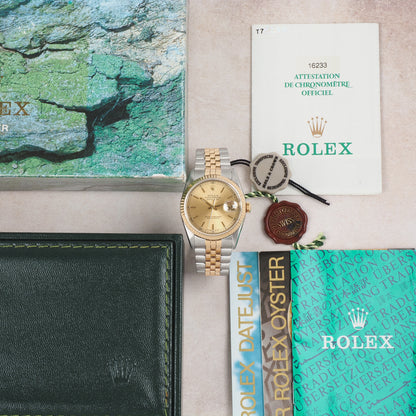 Rolex Oyster Perpetual Datejust 16233 Champagne Dial 1996 FULL SET