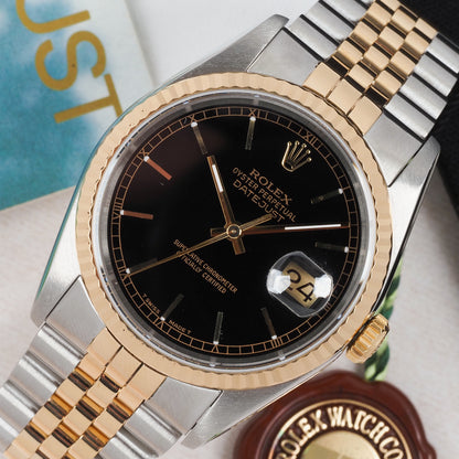 Rolex Oyster Perpetual Datejust 16233 Black Dial 1992 FULL SET