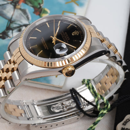 Rolex Oyster Perpetual Datejust 16233 Black Dial 1992 FULL SET