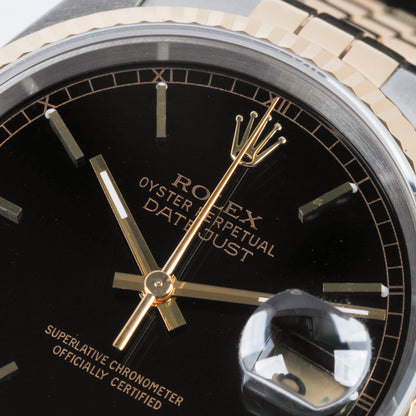 Rolex Oyster Perpetual Datejust 16233 Black Dial 1992 FULL SET