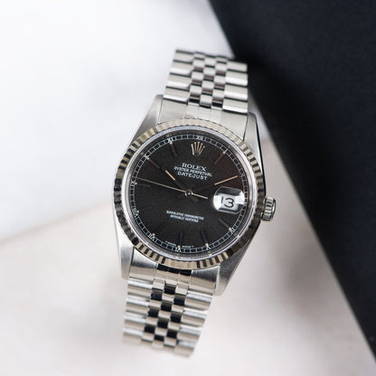 Rolex Oyster perpetual Datejust 16234 Black Stardust Dial 1991 FULL SET
