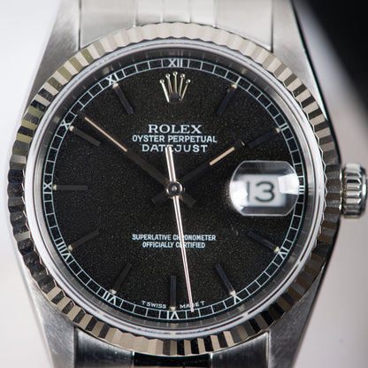 Rolex Oyster perpetual Datejust 16234 Black Stardust Dial 1991 FULL SET