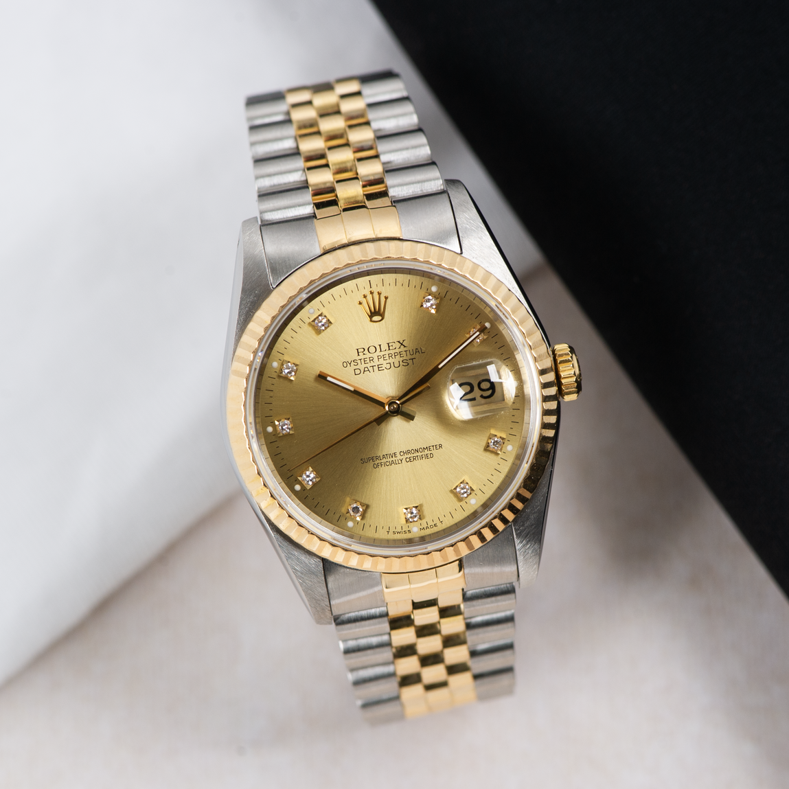 Rolex Oyster Perpetual Datejust 16233 Champagne Diamond Dial 1989