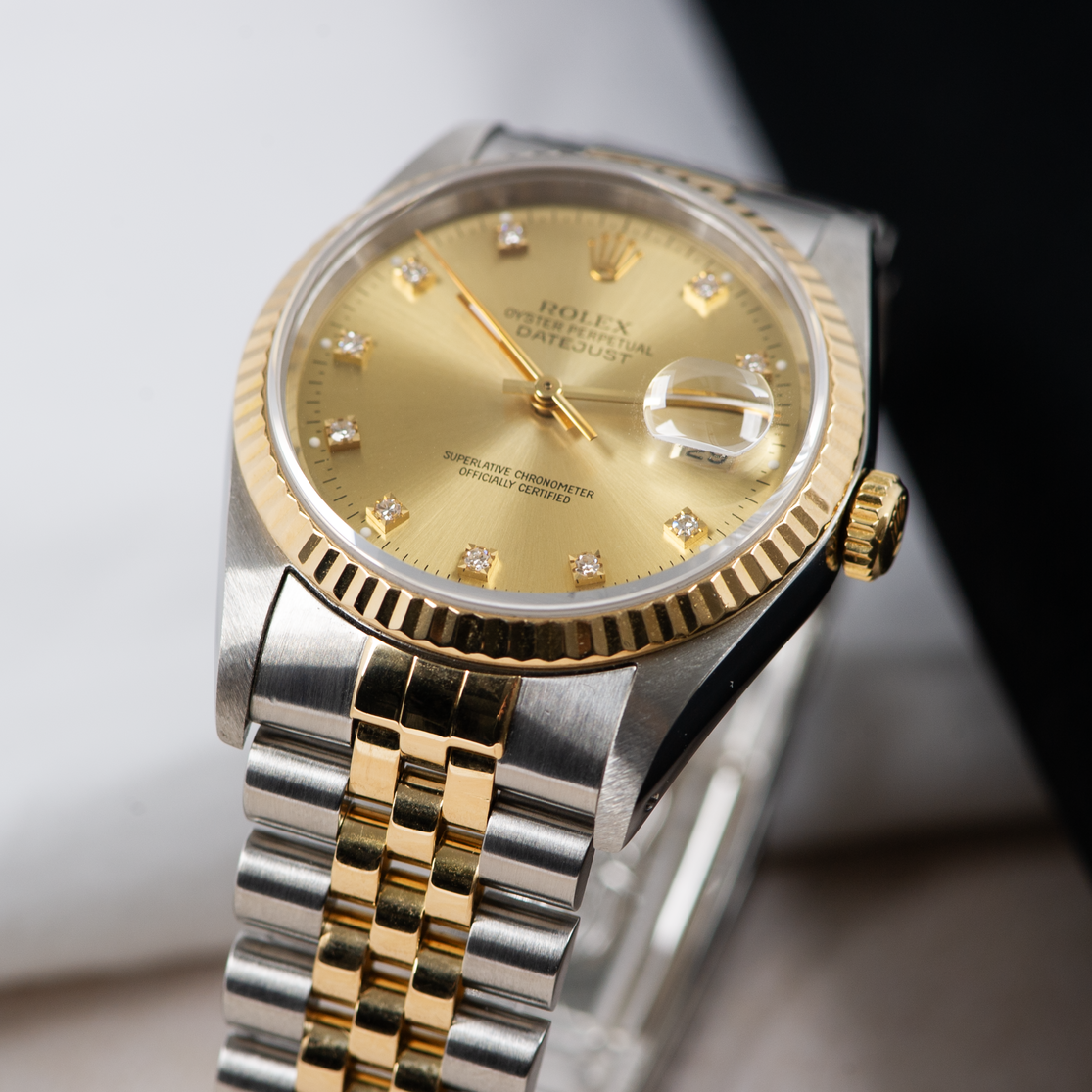 Rolex Oyster Perpetual Datejust 16233 Champagne Diamond Dial 1989
