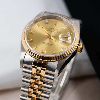 Rolex Oyster Perpetual Datejust 16233 Champagne Diamond Dial 1989