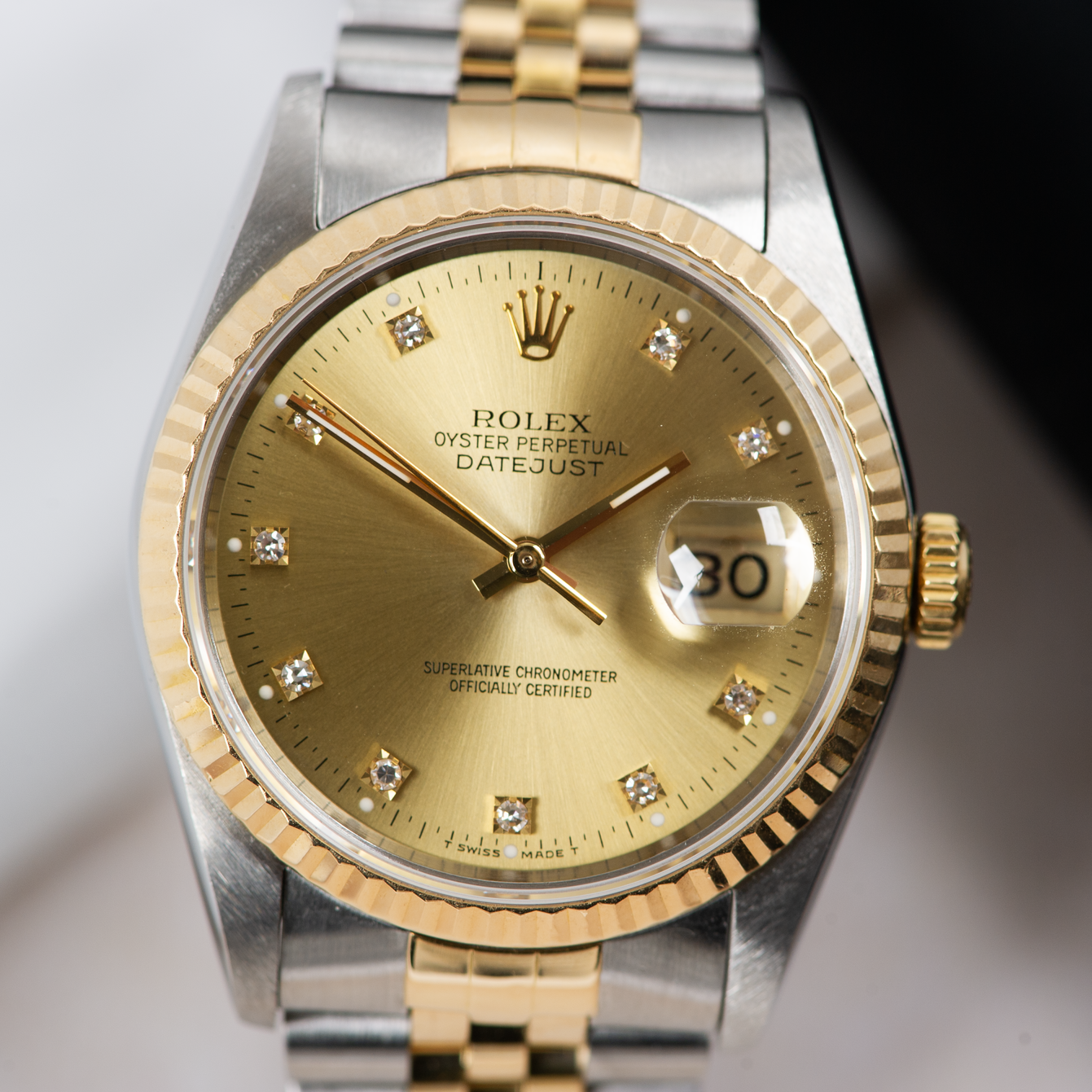 Rolex Oyster Perpetual Datejust 16233 Champagne Diamond Dial 1989