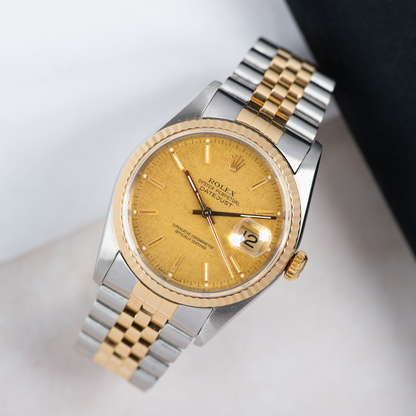 Rolex Oyster Perpetual Datejust 16233 Champagne Linen Dial 1988