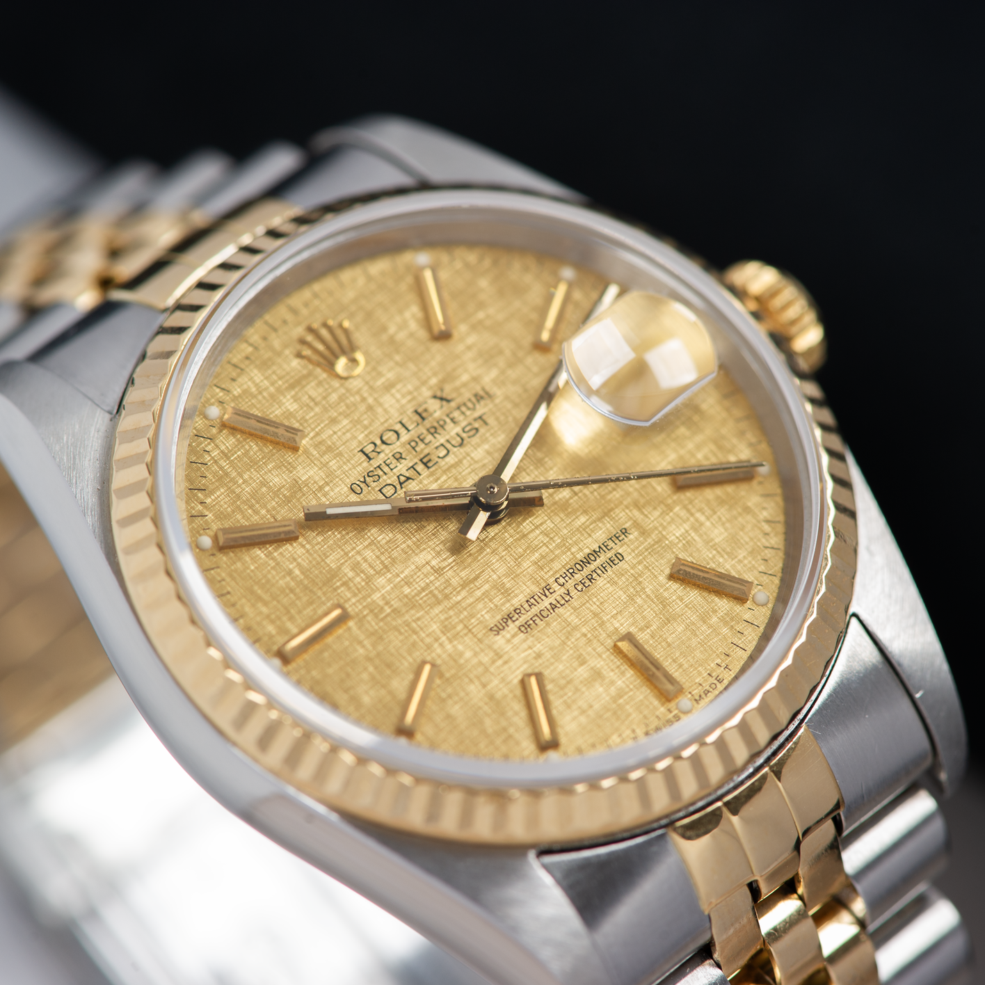 Rolex Oyster Perpetual Datejust 16233 Champagne Linen Dial 1988