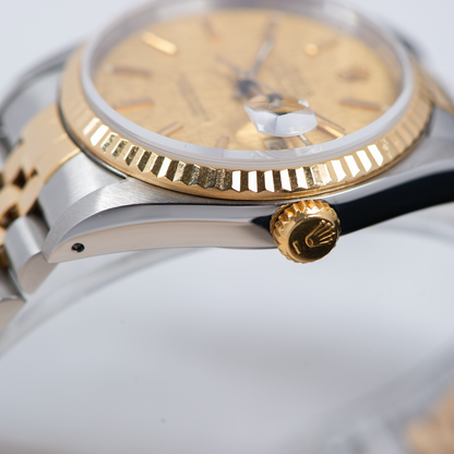 Rolex Oyster Perpetual Datejust 16233 Champagne Linen Dial 1988