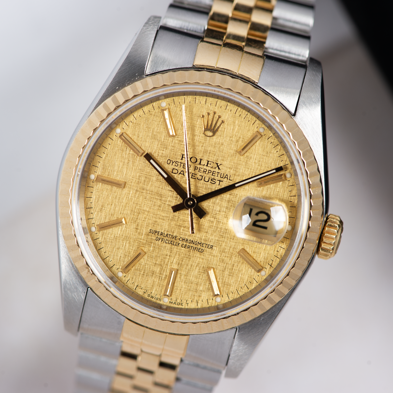 Rolex Oyster Perpetual Datejust 16233 Champagne Linen Dial 1988