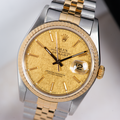Rolex Oyster Perpetual Datejust 16233 Champagne Linen Dial 1988