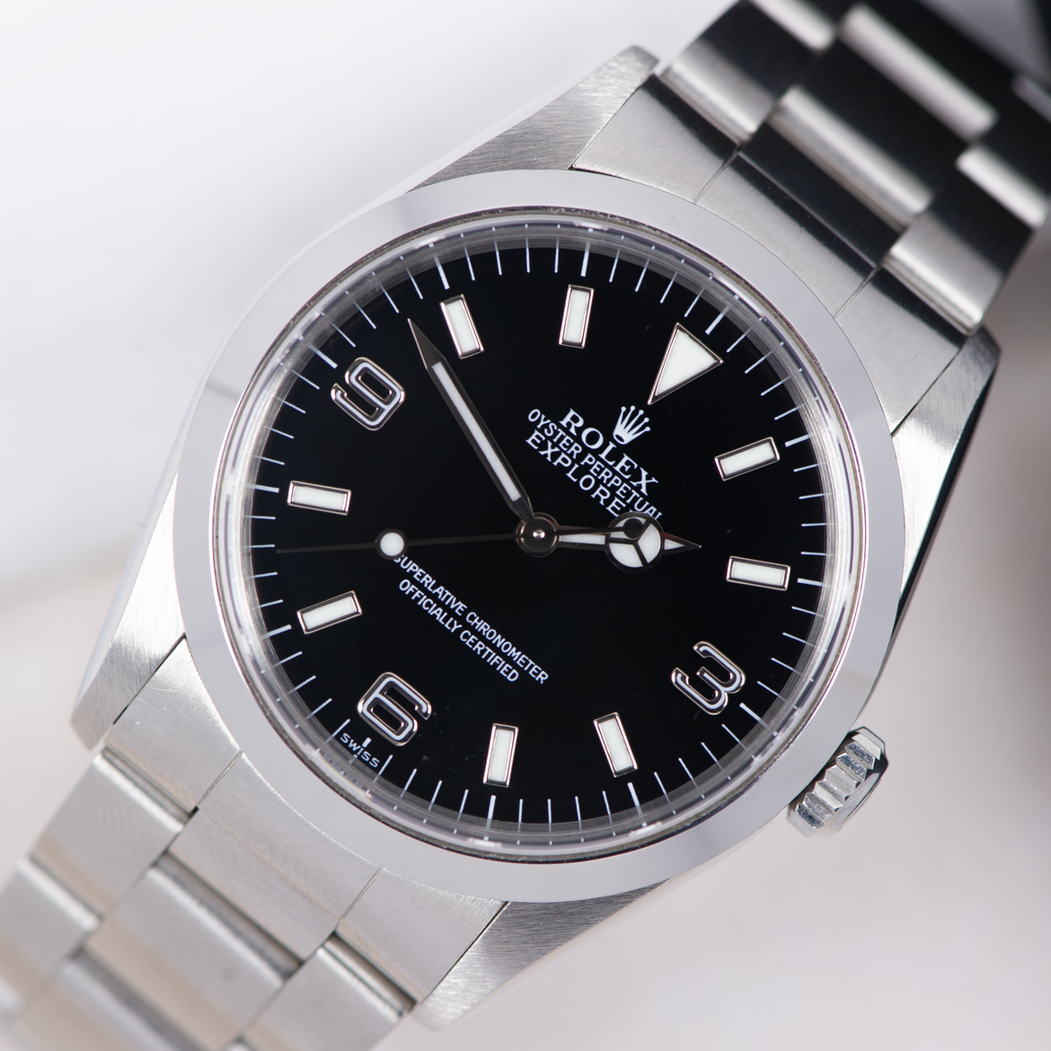 Rolex Oyster Perpetual Explorer 14270 Black "Swiss Only" Dial 1999 With Papers