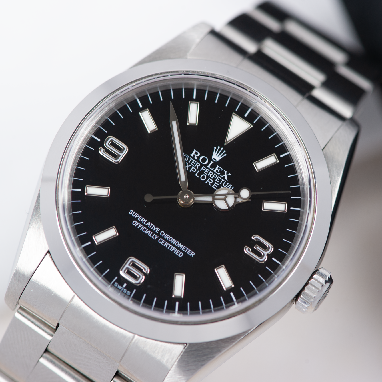 Rolex Oyster Perpetual Explorer 14270 Black "Swiss Only" Dial 1999 With Papers
