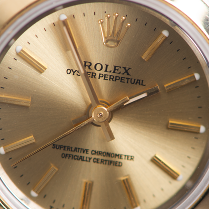 Rolex Lady Oyster perpetual No Date 67183 Champagne Dial 1996 With Papers