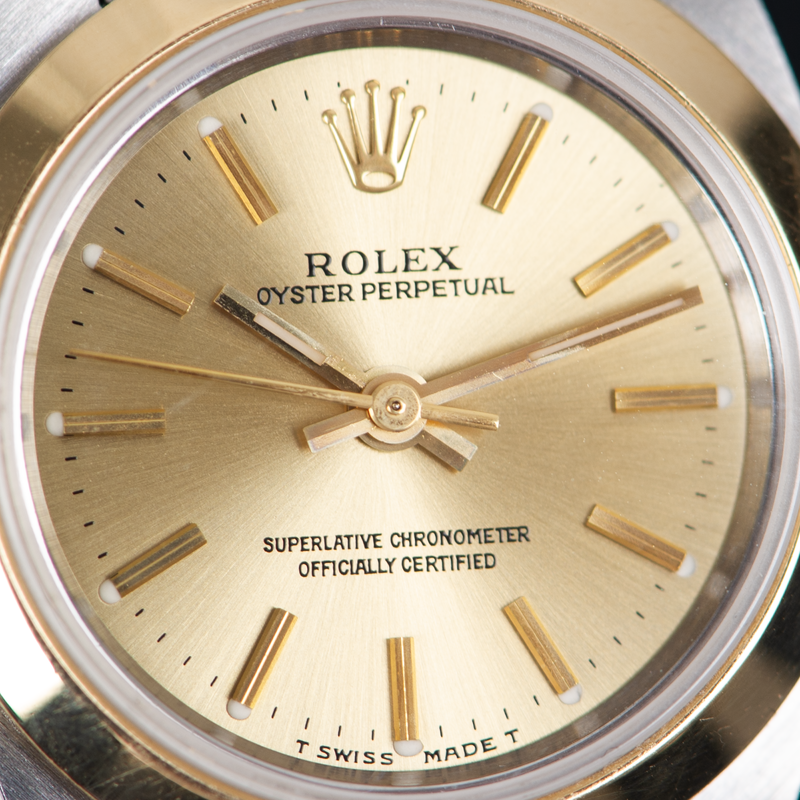 Rolex Lady Oyster perpetual No Date 67183 Champagne Dial 1996 With Papers
