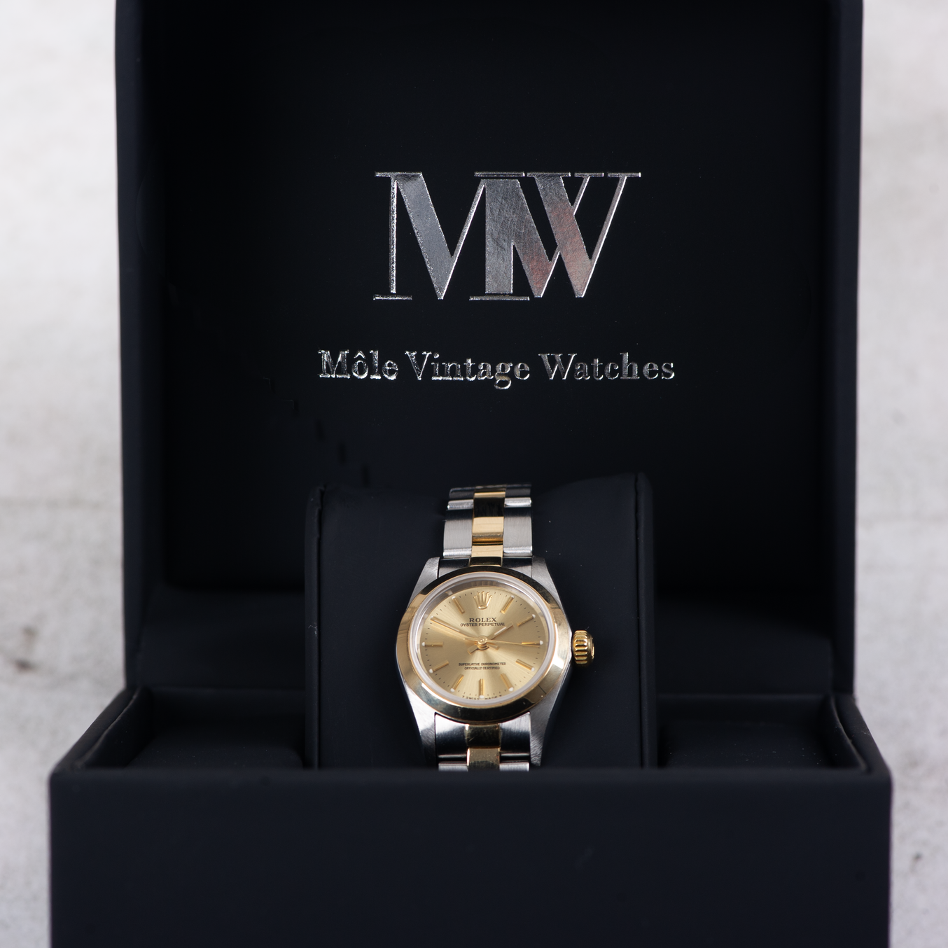 Rolex Lady Oyster perpetual No Date 67183 Champagne Dial 1996 With Papers