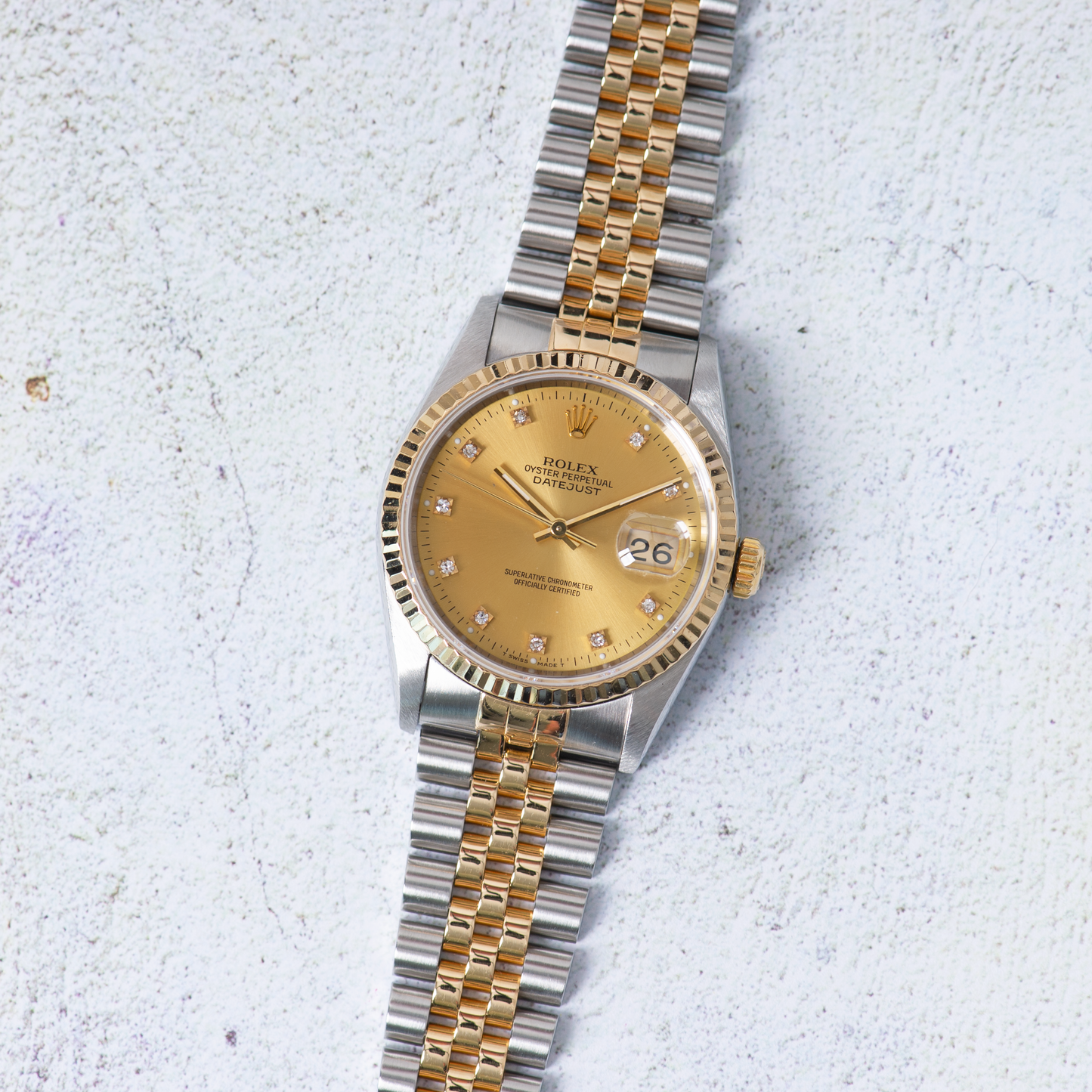 Rolex Oyster Perpetual Datejust 16233 Champagne Diamond Dial 1991